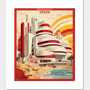 Guggenheim Museum Bilbao Spain Travel Tourism Retro Vintage Posters and Art